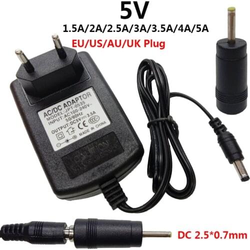 5V DC 2.5mm*0.7mm 100-240V AC to 5V DC Adapter Power Supply 5V 1.5A 2A 2.5A 3A 3.5A 4A 5A AC DC Adapter Universal EU US AU UK