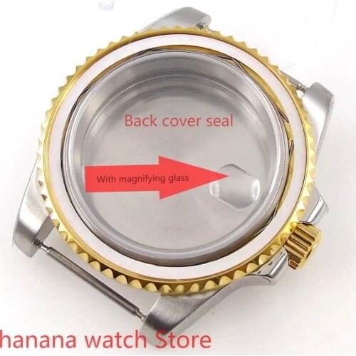 BLIGER NEW 40mm stainless steel gold case with sapphire glass for Miyota82-DG-Mingzhun nh35 movement with bracelet