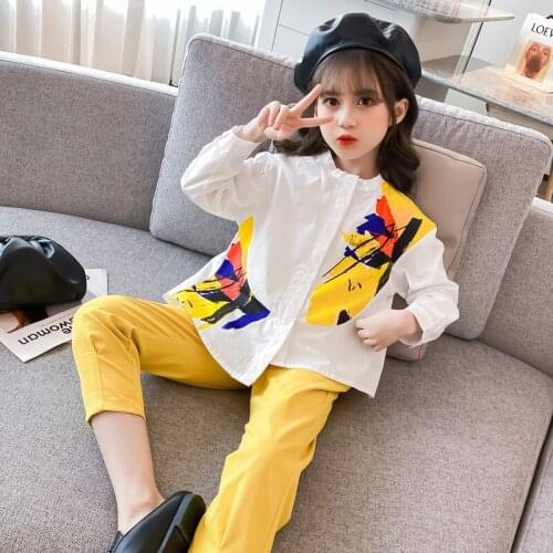 White Blouse Girl Set Kids Clothes Girls 8 To 12 Sets Clothing Boutique Outfits Teenage 2021 New Spring Autumn 2 Pieces