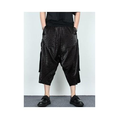 New original dark loose Capri pants summer harem pants mens fashion stylist trend casual pants