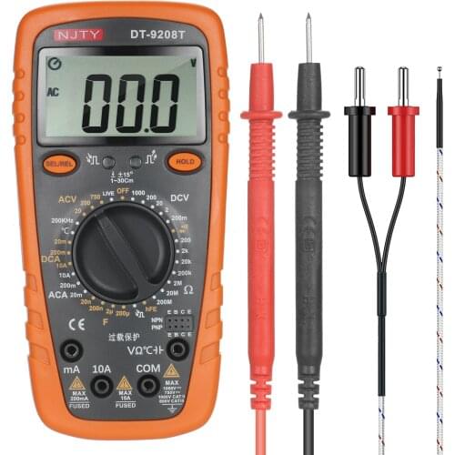 NJTY DT9205T/DT9208T Digital Multimeter RMS 2.6-inch LCD Digital Universal Tester Meter Multipurpose for Measuring AC/DC Current
