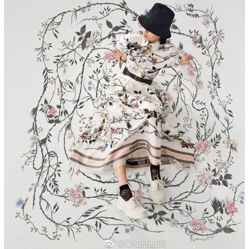 D new style European and American brand star same style show square flower rattan pattern high-quality cotton printed surface