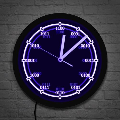 Binary Code Decorative Wall Clock Modern Design Math Numbers Equation LED Neon Sign Wall Hanging Watch Teachers Educational Gift