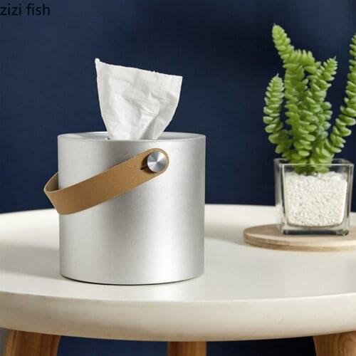 Home Plastic Tissue Box Round Rectangular with Handle Tissue Storage Box White Silver Gray Paper Towel Tube Paper Towel Holder