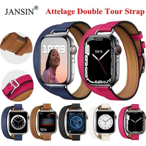 Leather Attelage Double Tour Strap For Apple Watch Band 42mm 38mm Sports Bracelet For Apple Watch 6 5 band 40mm 44mm SE 4 3 2 1
