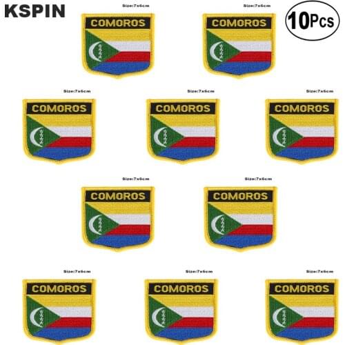 Comoros Flag Embroidery Patches Iron on Saw on Transfer patches Sewing Applications for Clothes in Home&Garden