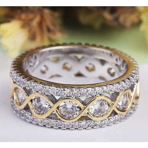 Exquisite Gold & Silver Color Promise Rings Infinity Ring Vintage Jewelry Luxury Wedding Bands For Women
