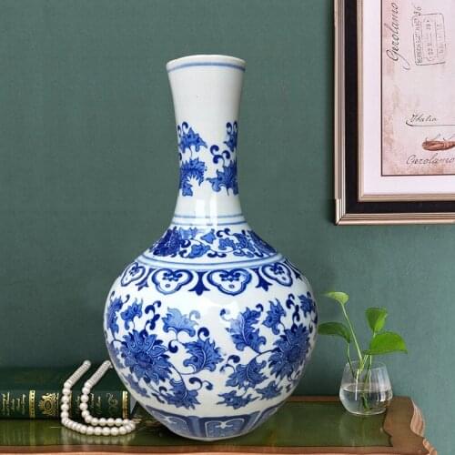Jingdezhen ceramics vases Blue and White Celadon Porcelain Vase Decoration living room flower arrangement antique crafts