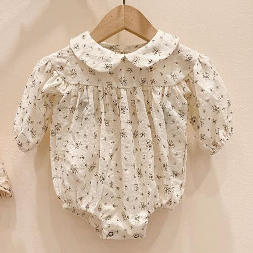 MILANCEL 2021 Spring New Baby Girls Clothes Floral Girls Bodysuit Peter Pan Collar Toddler Suit Baby Outfit