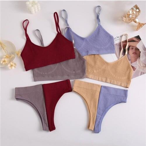 Women Bra Set Panties Female Fitness Seamless Underwear Sports Lingerie Brassiere Set Tank Crop Tops S-XL
