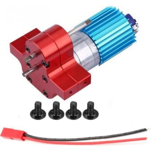 Speed Change Gear Box Metal Gearbox with 370 Brush Motor Anodizing Treatment for Heatsink and Mount Base for WPL 1633 RC Car,Red