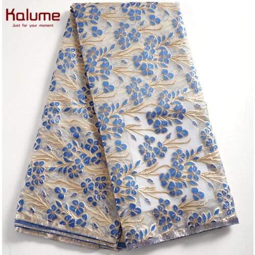 Kalume African Gilding Lace Fabric Flower Style French Gilded Jacquard Lace Fabric For Party Wedding Nigerian Tulle Laces F2286