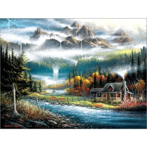 Valley Paradise - Counted Cross Stitch Kits - DMC Color DIY Handmade Needlework for Embroidery 14 ct Cross Stitch Sets