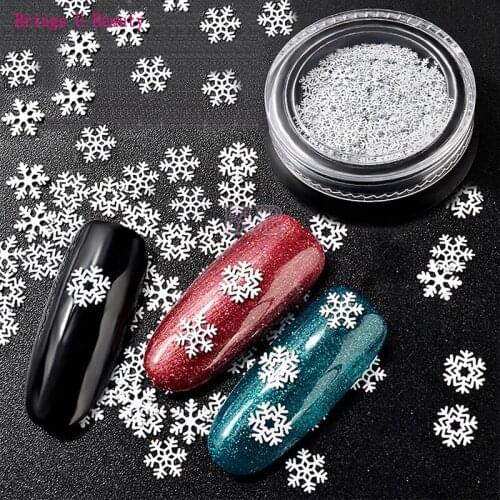 1 Box Merry Christmas X'mas Gift Silver Nail Flakes Glitter Snow Flakes Sequins Nail Art Stickers & Decals Decorations Decals