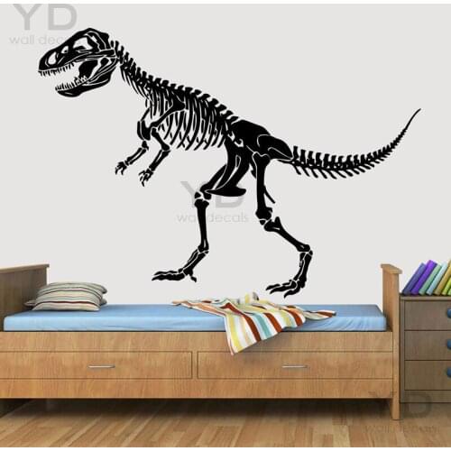 Dinosaur Skeleton T-rex Wall Stickers Vinyl Home Decoration Kids Boys Teens Room Bedroom Nursery Decals Removable Murals S305