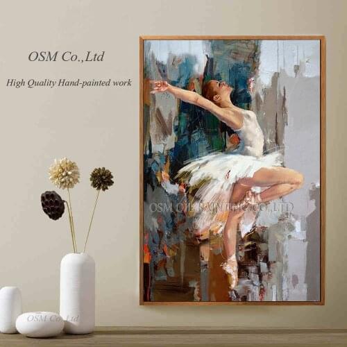 Skills Artist Pure Hand-painted High Quality Impression Ballet Dancer Oil Painting on Canvas Realistic Dancer Canvas Painting