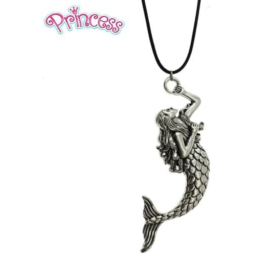 2019 New Fashion Jewelry Vintage Bronze Gold Mermaid Pendant Girls Gift Necklace Free Shipping Wholesale DY227