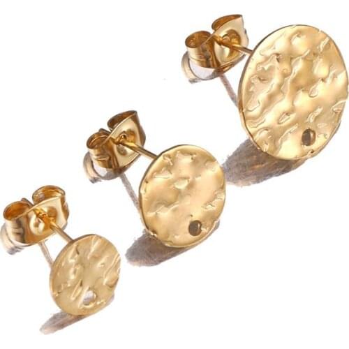 10pcs/Lot Stainless Steel Blank Post Earring Studs Base Pins With Earring Plug Gold Steel Color Ear Back For DIY Jewelry Making