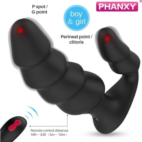 PHANXY Male Wireless Remote Vibrator Prostate Massager Anal Plug For Men Butte Plug Vibrating Male Masturbator Adult Sex Toys