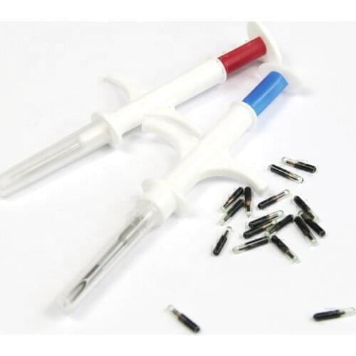 READELL 100PCS Glass Tag with implanter 2.12X12mm ISO11784/785 FDX-B for Pet hospital