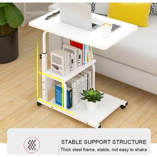 3 Tiers Rotatable Movable Computer Desk Table Portable Computer Laptop Table Adjustable Height Furniture Book Storage Table New