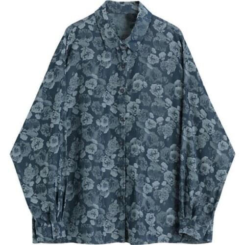 Tops Women New Print Flower Long Sleeve Shirt Women Korean Students Harajuku Vintage Plus Size Tops Kawaii Gothic Unif Tshirt