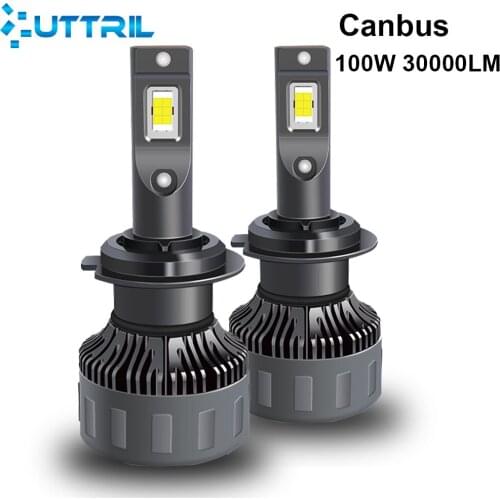 Uttril H4 H7 Canbus LED H1 H8 H9 H11 9005 HB3 9006 HB4 9012 100W 30000LM Car LED Light Headlight Turbo Fog Lamp 6000K 12V 24V