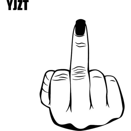 YJZT 10.1*13.2CM Middle Finger Girl Nail Vinyl Decal Cat Silhouette Graphics Car Sticker Accessories Black/Silver C20-0054