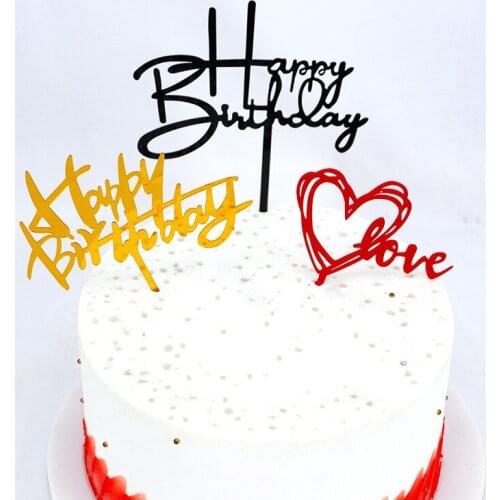 1Pcs Acrylic Birthday Cake Insert Card Baking Decoration Happy Birthday Cake Topper Cupcake Birthday Party Decoration Cake Flag