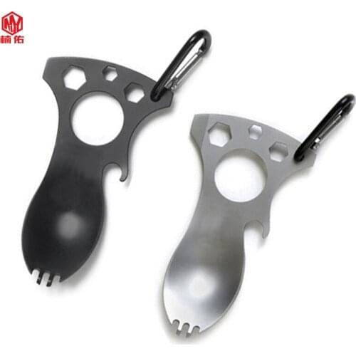 1PCS Camping Survival EDC Kit Outdoor Multifunctional Practical Spoon Fork Camping Beer Bottle Opener