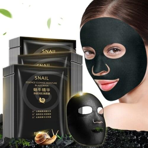 10 Pieces Snail Essence Cleansing Smooth Black Facial Mask Moisturizing Exfoliating Collagen Anti-Aging Oil-control Freckle Mask