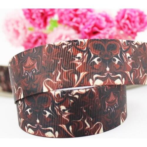 10 yards 25mm wide coffee DIY ribbon printed polyester grosgrain ribbon christmas decoration webbing