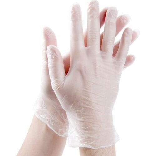 100 Pcs/Lot Vinyl Disposable Gloves Powder Free Kitchen Outdoor PVC Safety Protect Non-slip Transparent Clear Thin Gloves S M XL