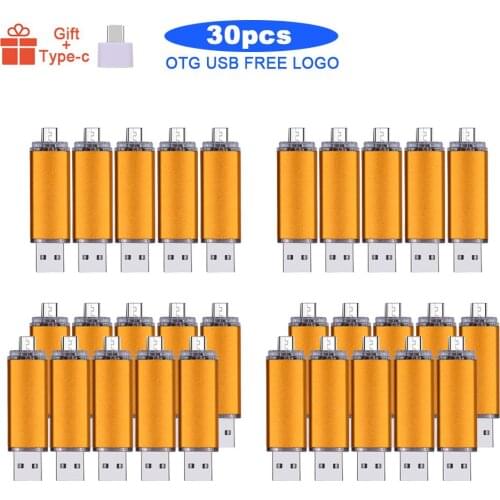 30pcs/lot New 3IN1 OTG USB Flash Drive 128GB 64GB 32GB Cle USB Pendrive For Android USB 2.0 Pen Drive Business Gift free logo