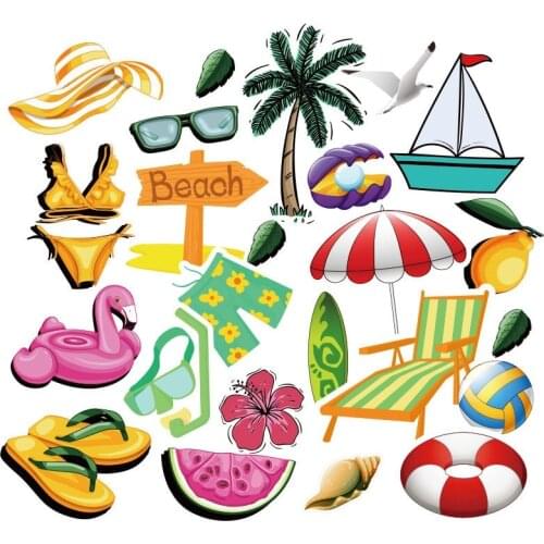 5 Sets=250PCS Summer Beach Waterproof Sticker Trolley Case Guitar Cup Sticker