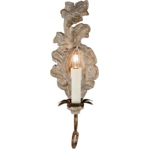 American retro solid wood wall lamp country candle single head bedroom bedside lamp living room corridor decoration aisle lamp