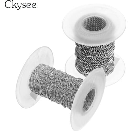 Ckysee 10 Yard/lot 316L Stainless Steel Chain Bulk Silver Tone Width 1/1.5/2/2.5/3mm Link Chain For DIY Necklace Jewelry Making