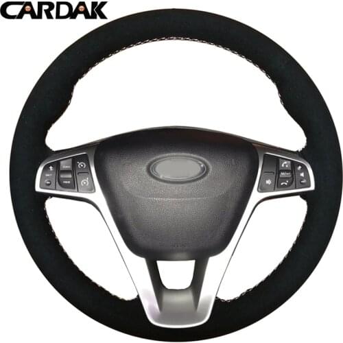 CARDAK Black Suede Car Steering Wheel Cover for Lada Vesta SW 2015 2016 2017 2018 2019 Xray 2015 2016 2017 2018 2019