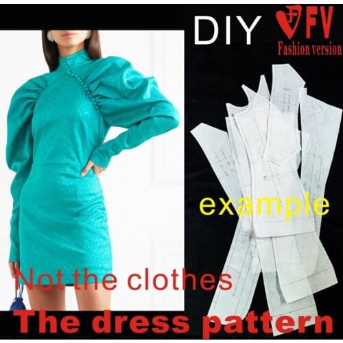 Making paper pattern womens clothing design sense long-sleeved dress garment cutting drawings BLQ-459