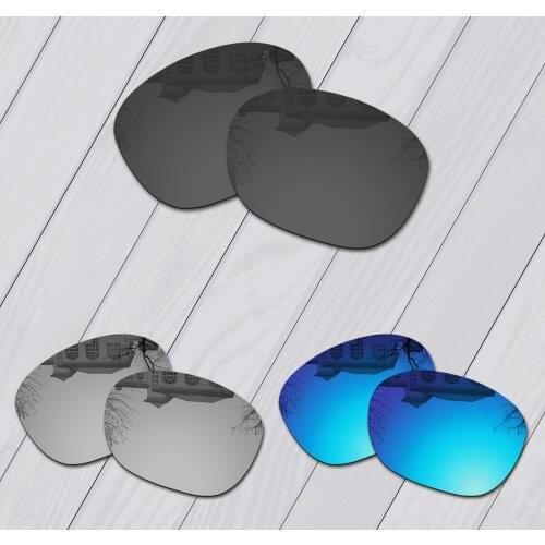 E.O.S 3 Pairs Black & Silver & Ice Blue Polarized Replacement Lenses for Oakley Latch OO9265 Sunglasses