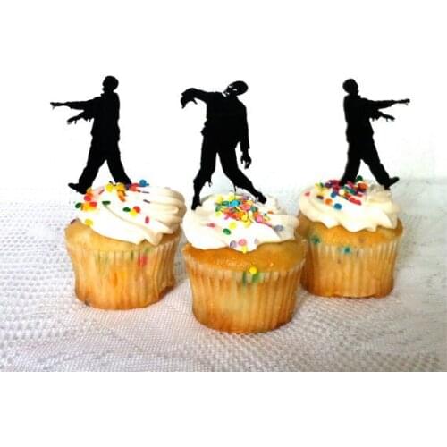 Halloween Zombie Apocalypse Cupcake Toppers Silhouette wedding party food picks toothpicks decor