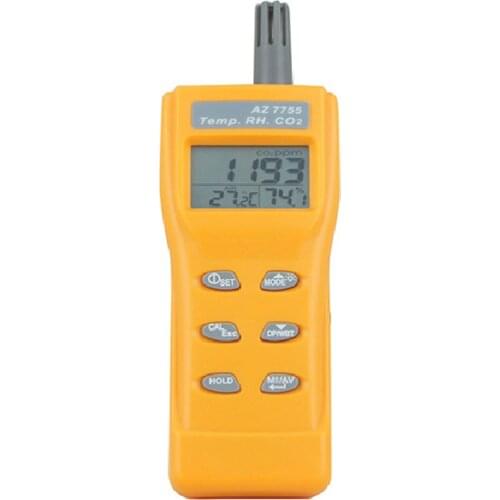 High resolution AZ7755 CO2 meter CO2 concentration, CO2 level air temperature, dew point, wet bulb temperature and humidity