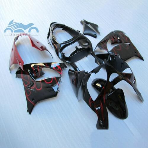 Body repair fairing kits for KAWASAKI Ninja ZX9R 00 01 aftermarket sports fairings kit 2000 2001 ZX 9R red flames motorcycles