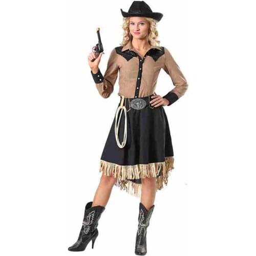 Halloween party cowboy costume for female adult cowgirl cosplay western dress carnival suit adult dress party role play party
