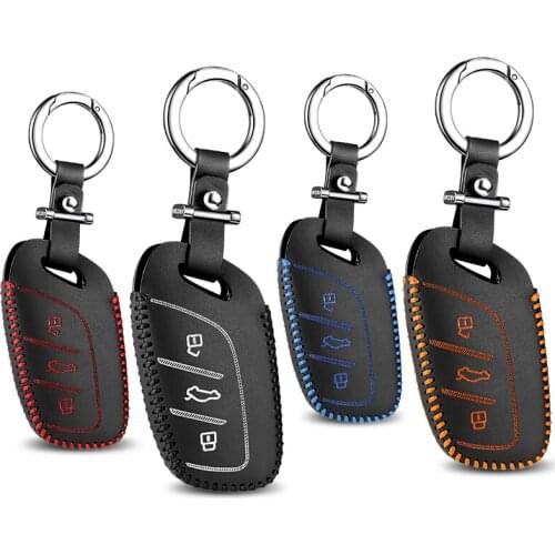 Leather Remote Car Key Case Cover For MG HS 2018 Key Cover Key Bag Wallet Holder