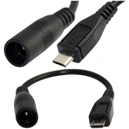 LBSC DC 5.5mm x 2.1mm Barrel Jack to Micro USB B 5p Male Power Connector Short Cable