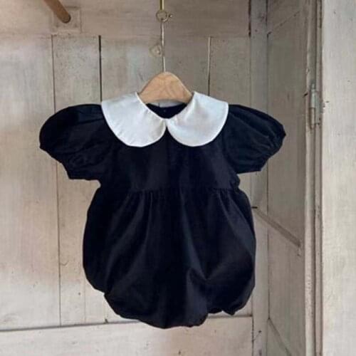 Summer Baby Clothing Infant Newborn Baby Girls Bodysuit Cotton Clothes Outfit Puff Sleeve Doll Collar Baby Jumpsuit Playsuit