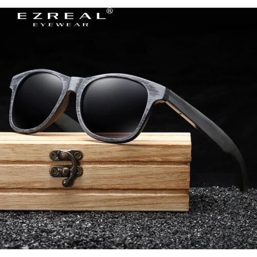 EZREAL Handmade Bamboo and Wood Sunglasses Polarized Protection Mens Sunglasses Global Hot Simple With Wooden Sunglasses Box