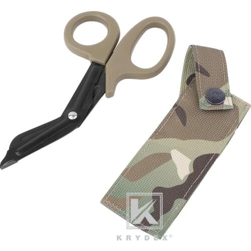 KRYDEX Multicam 2 in 1 Shears + Pouch Set Tactical EMT Scissor Sheath Outdoor Hand Tools MOLLE Pouch Set