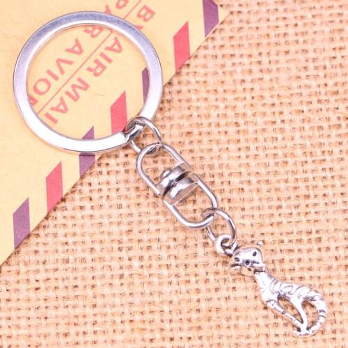 New Fashion Keychain 25x9mm cat Pendants DIY Men Jewelry Car Key Chain Ring Holder Souvenir For Gift